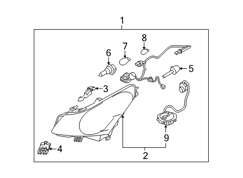 2009 Infiniti G37 Headlamps Bracket Assembly-Head Lamp, LH Diagram for 26092-JK01A