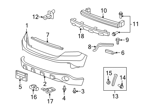 2009 Honda CR-V Front Bumper Absorber, FR. Bumper Diagram for 71170-SXS-A00