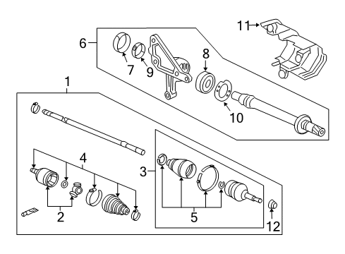 2008 Honda Accord Drive Axles - Front Driveshaft Assembly, Driver Side Diagram for 44306-TA1-A01