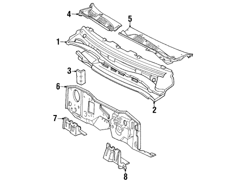 2000 Ford Crown Victoria Cowl Dash Panel Diagram for F8AZ5401610AA