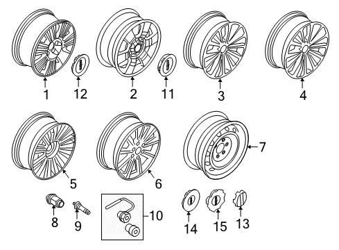 2016 Lincoln Navigator Wheels, Center Cap Center Cap Diagram for AL7Z-1130-A