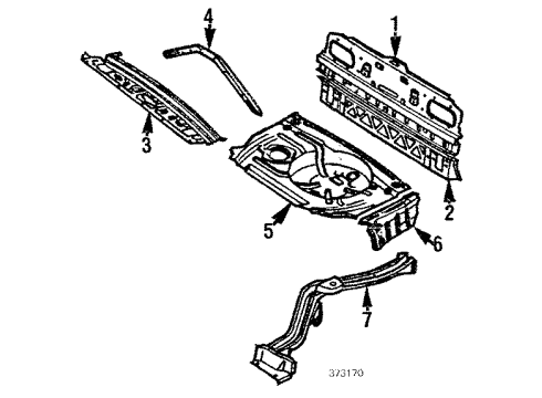 1986 Nissan 200SX Rear Body, Rear Upper Body, Rear Floor & Rails Floor Rear Rear Diagram for 74514-01F00