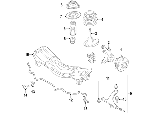 2020 Toyota 86 Front Suspension Components, Lower Control Arm, Stabilizer Bar Strut Diagram for SU003-06791