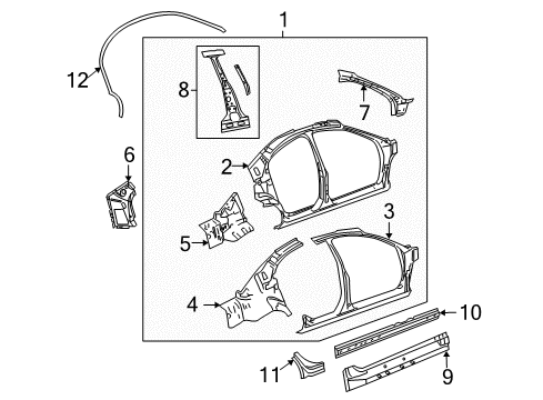 2001 Chrysler Sebring Uniside WEATHERSTRIP-A-Pillar Base Diagram for 4814539AH