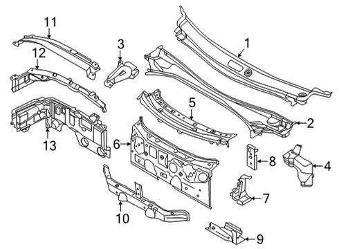 2020 BMW 228i xDrive Gran Coupe Cowl CROSS MEMBER, SPLASH WALL Diagram for 41007955543