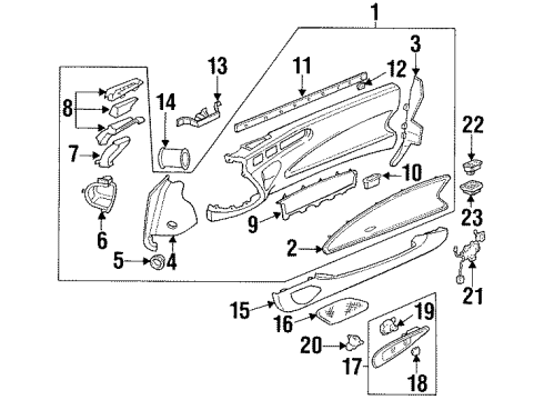 1993 Honda Prelude Door & Components Switch Assembly, Remote Control Mirror Diagram for 35190-ST7-A11