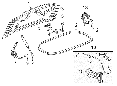 2014 Chevrolet Corvette Trunk Lid Cylinder Diagram for 23432185