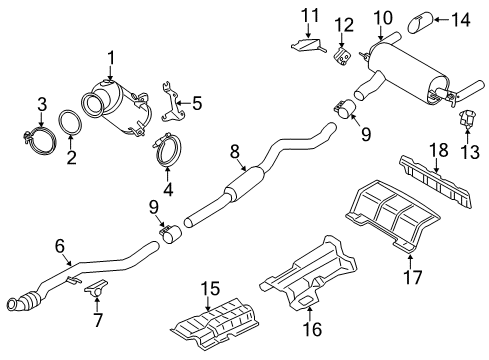 2014 BMW 335i GT xDrive Exhaust Components Rear Muffler With Exhaust Flap Diagram for 18307643934