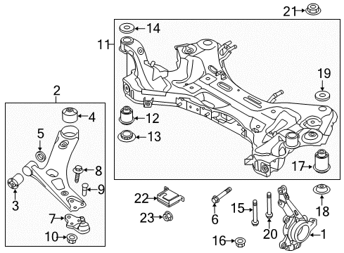 2015 Kia Sportage Front Suspension Components, Lower Control Arm, Stabilizer Bar Front Axle Knuckle Right Diagram for 517163W500