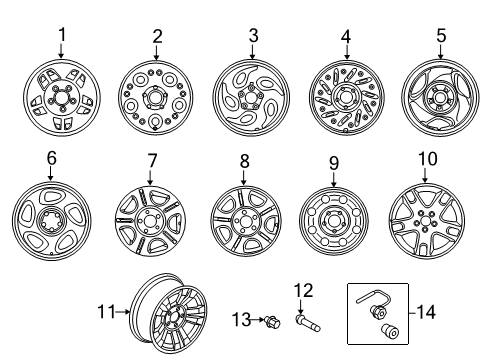 2007 Ford Ranger Wheels Wheel, Alloy Diagram for 7L5Z-1007-N