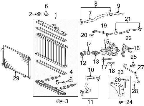 2012 Toyota Sienna Radiator & Components Radiator Upper Insulator Diagram for 16523-AD010