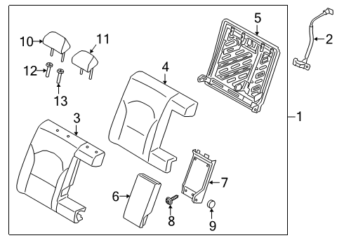 2020 Kia Forte Rear Seat Components GUIDE ASSY-R/S H/RES Diagram for 89770M6000WK