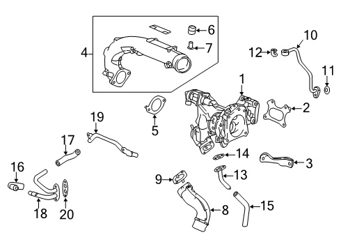 2019 Honda Civic Turbocharger Hose, Turbocharger Water Outlet Diagram for 19528-RPY-G00