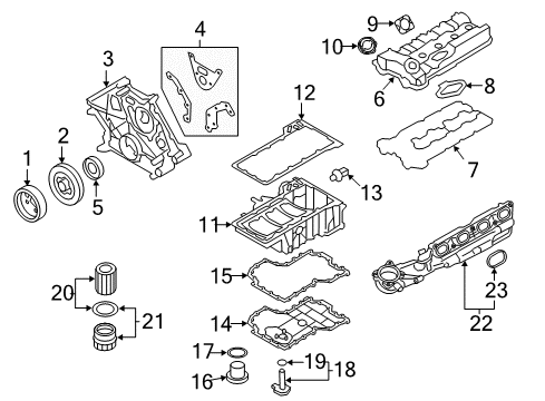 2016 BMW X5 Engine Parts, Mounts, Cylinder Head & Valves, Camshaft & Timing, Variable Valve Timing, Oil Pan, Oil Pump, Balance Shafts, Crankshaft & Bearings, Pistons, Rings & Bearings Filler Neck Diagram for 11127647074