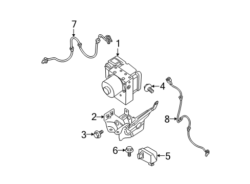 2018 Nissan Frontier ABS Components Anti Skid Actuator Assembly Diagram for 47660-9BK3D