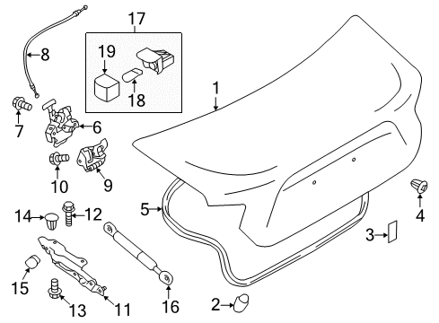 2013 Scion FR-S Trunk Trunk Lid Bumper Diagram for SU003-05129