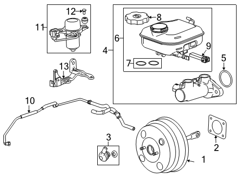 2015 Chevrolet Camaro Dash Panel Components Booster Assembly Diagram for 23422812