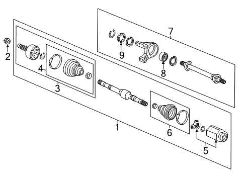 2019 Honda Civic Drive Axles - Front Driveshaft Assembly, Passenger Side Diagram for 44305-TEG-000