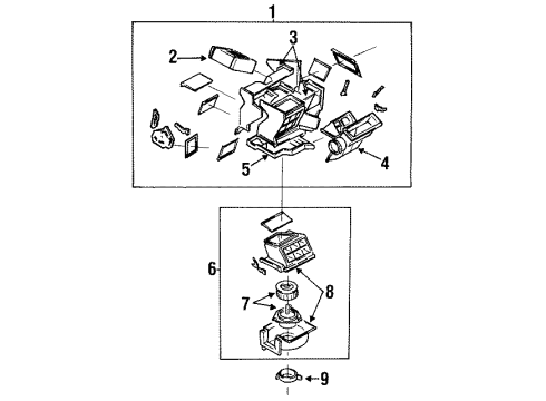 1987 Nissan Sentra Heater Core & Control Valve Heating Unit-Front Diagram for 27110-60A11