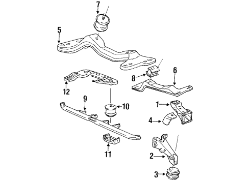 1992 BMW 325is Engine Mounting Crosssover Diagram for 24701138425
