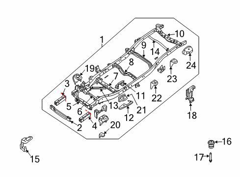 2015 Nissan Xterra Frame & Components Bracket-Cab Mounting, 2ND Diagram for 95122-7S030