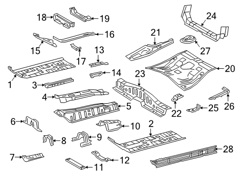 2019 Lexus UX250h Pillars, Rocker & Floor - Floor & Rails Center Floor Pan Diagram for 58211-47100