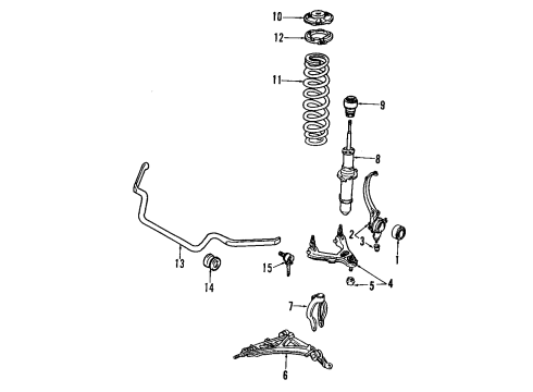 1995 Acura Legend Front Suspension Components, Lower Control Arm, Upper Control Arm, Stabilizer Bar Knuckle, Left Front Diagram for 51215-SP0-901