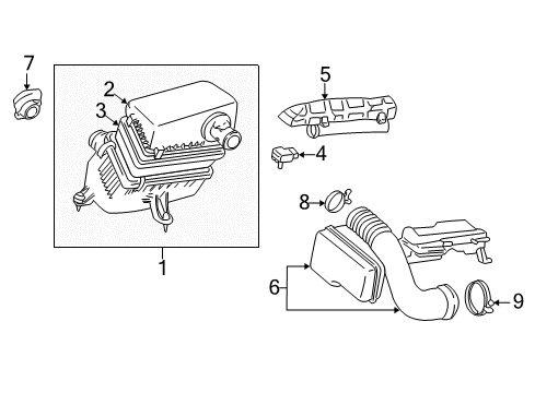 2002 Toyota Land Cruiser Filters Upper Cover Diagram for 17705-50080