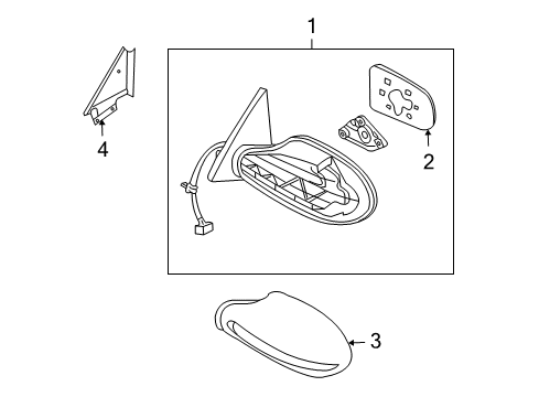 2002 Nissan Altima Outside Mirrors Mirror Body Cover, Passenger Side Diagram for 96373-3Z000
