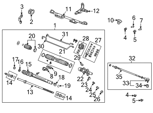 2005 Honda CR-V Steering Column & Wheel, Steering Gear & Linkage Ring, Back-Up Diagram for 53663-S7A-003