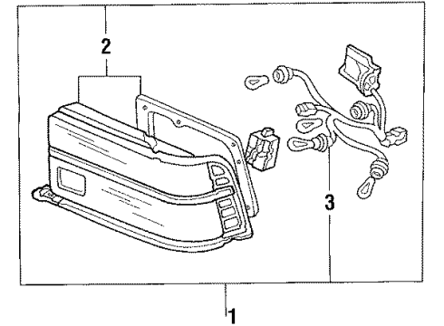 1986 Acura Legend Combination Lamps Taillight Assembly, Driver Side Diagram for 33550-SD4-A01