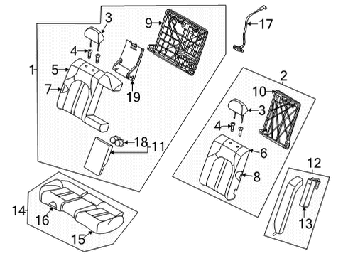 2021 Kia K5 Rear Seat Components Guide Assembly-R/S H/RES Diagram for 89780L2000DNN