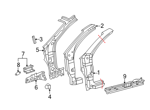 2019 Toyota Sienna Hinge Pillar Hinge Pillar Diagram for 61131-08031