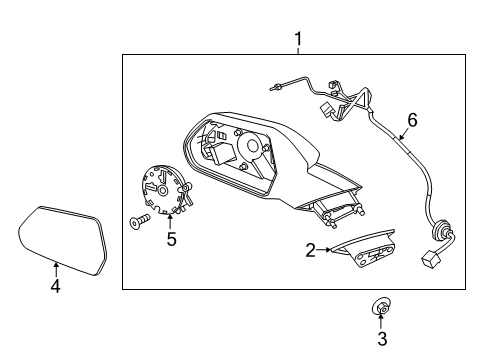 2018 Chevrolet Camaro Outside Mirrors Mirror Assembly Diagram for 84561626