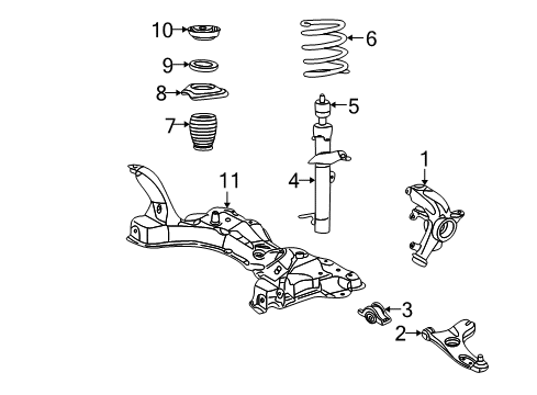 2007 Ford Focus Front Suspension Components, Lower Control Arm, Stabilizer Bar Strut Diagram for 7S4Z-18124-H