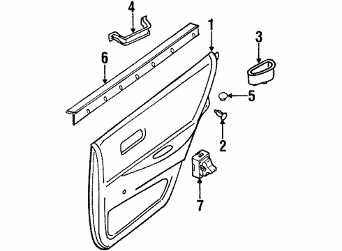 1994 Nissan Altima Door & Components Weatherstrip-Rear Door Inside, RH Diagram for 82834-1E400