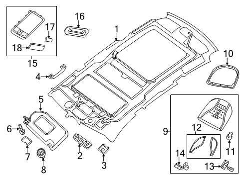 2018 Infiniti QX60 Interior Trim - Roof Back Plate-Map Lamp Diagram for 26428-3JA0A