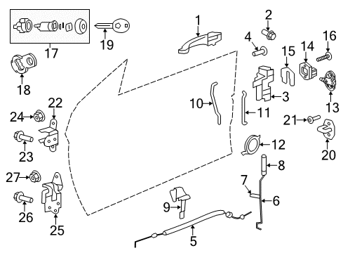 2012 Chrysler 200 Keyless Entry Components Handle-Exterior Door Diagram for 4589658AD