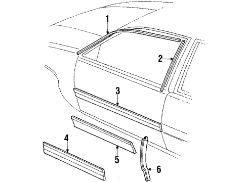 1991 Buick Skylark Exterior Trim - Front Door Molding Kit-Outer Panel Front Door Center Upper *Black Diagram for 12395958