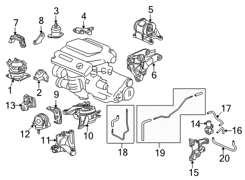 2011 Acura TL Engine & Trans Mounting Pipe Assembly, Front Electronic Control Mount Solenoid Diagram for 50941-TK4-A00