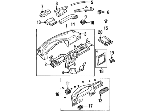 1998 Kia Sportage Instrument Panel Ash Tray Assembly-Front Diagram for 0K08B64610B00