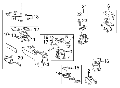 2006 Chevrolet Impala Center Console Gear Shift Assembly Diagram for 19259863