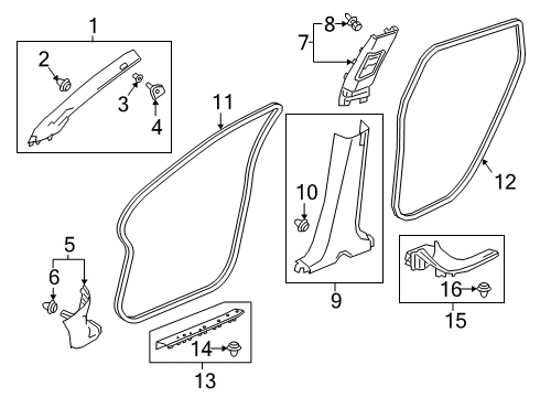 2020 Honda Clarity Interior Trim - Pillars Garn R *NH882L* Diagram for 84111-TRT-A02ZA