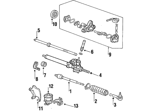 1989 Acura Integra P/S Pump & Hoses, Steering Gear & Linkage Pump Sub-Assembly, Power Steering Diagram for 56110-PG6-040