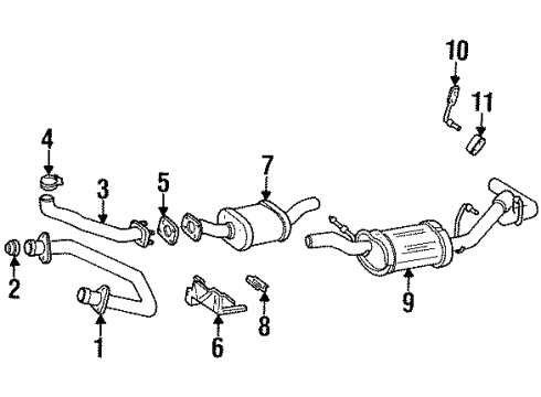 1995 GMC Yukon Exhaust Components Exhaust Manifold Pipe Assembly Diagram for 15671890
