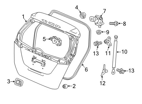 2017 Honda Fit Lift Gate Weatherstrip, Tailgate Diagram for 74440-T5A-003