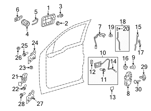 2012 Ford F-150 Keyless Entry Components Upper Hinge Diagram for 6L3Z-1522801-AA