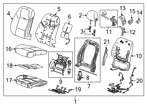 2019 Cadillac ATS Driver Seat Components Seat Cushion Pad Diagram for 23113347