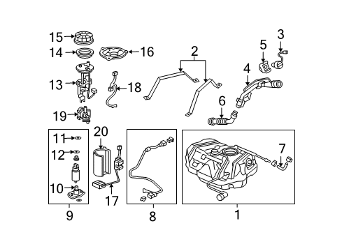 2005 Acura TSX Fuel Supply Module Assembly, Fuel Pump Diagram for 17045-SEC-A01
