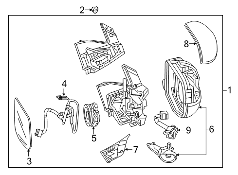 2019 Honda Ridgeline Outside Mirrors Housing, Passenger Side (Upper) (Forest Mist Metallic) Diagram for 76201-TG7-A11ZJ